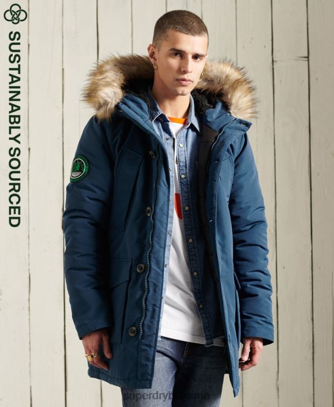 Superdry облекло N00H4664 светло синьо мъже палто парка everest