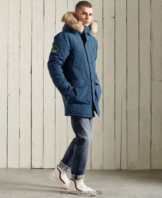 Superdry облекло N00H4664 светло синьо мъже палто парка everest
