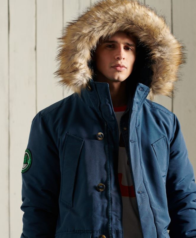Superdry облекло N00H4664 светло синьо мъже палто парка everest