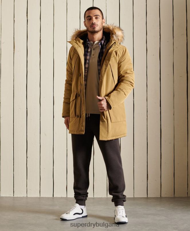 Superdry облекло N00H4738 тен мъже палто парка everest