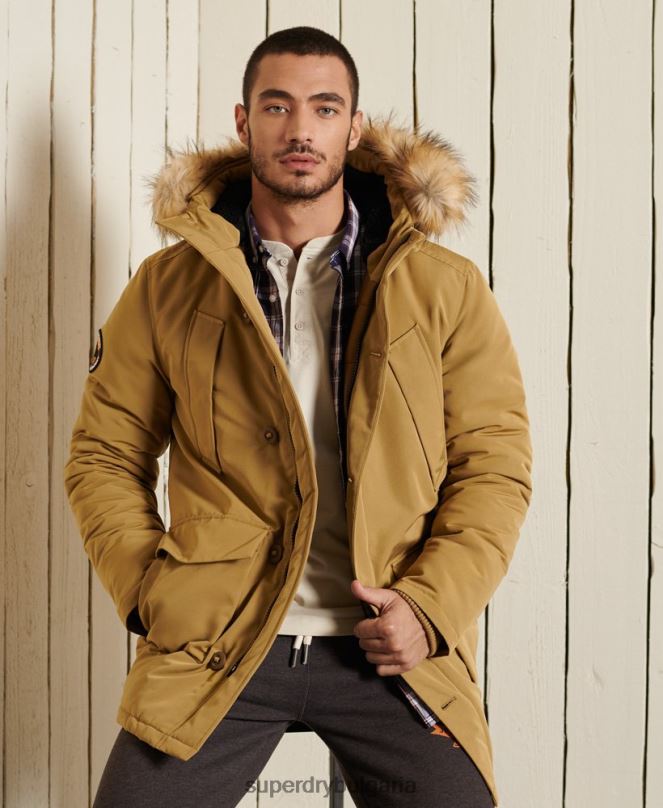 Superdry облекло N00H4738 тен мъже палто парка everest