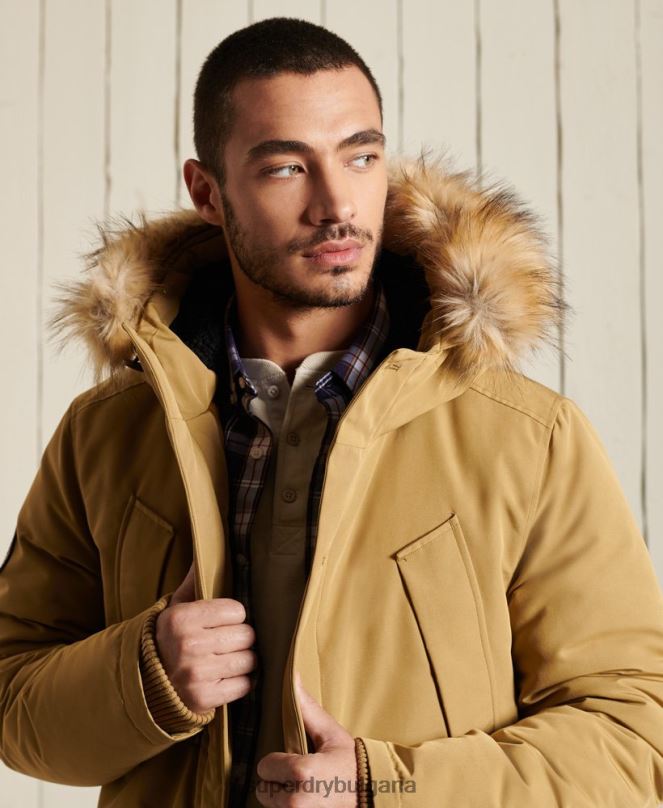 Superdry облекло N00H4738 тен мъже палто парка everest