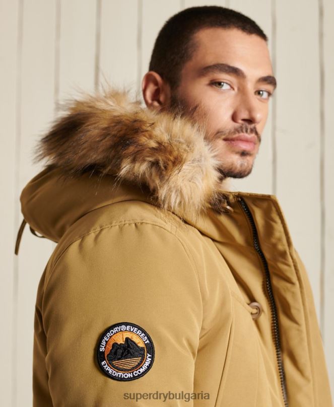 Superdry облекло N00H4738 тен мъже палто парка everest