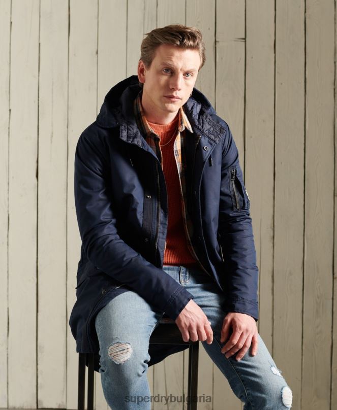Superdry облекло N00H4760 син мъже служебно средно тежко палто парка