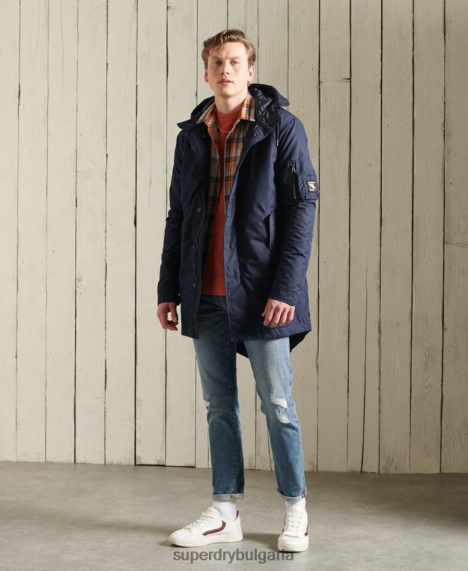 Superdry облекло N00H4760 син мъже служебно средно тежко палто парка
