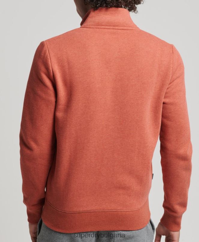 Superdry облекло N00H5066 кафяво мъже горнище с цип и ретро лого от органичен памук