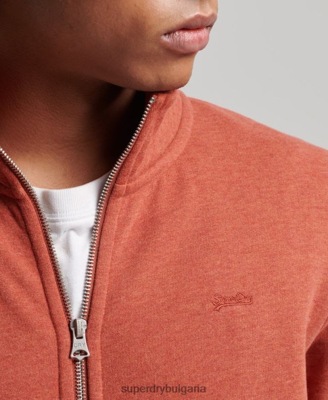 Superdry облекло N00H5066 кафяво мъже горнище с цип и ретро лого от органичен памук