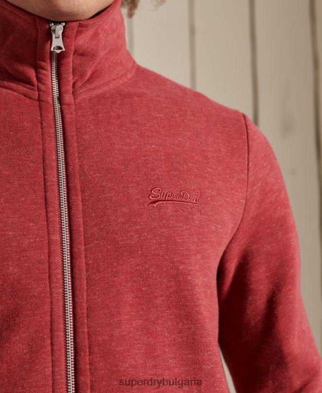 Superdry облекло N00H5168 червен мъже горнище с цип и ретро лого от органичен памук