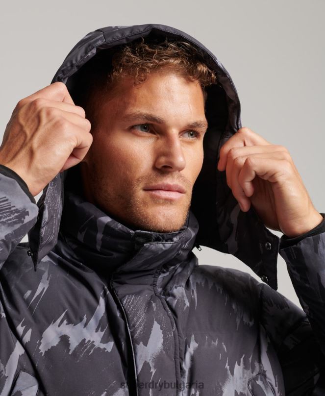 Superdry облекло N00H5365 тъмно сив мъже пухено палто