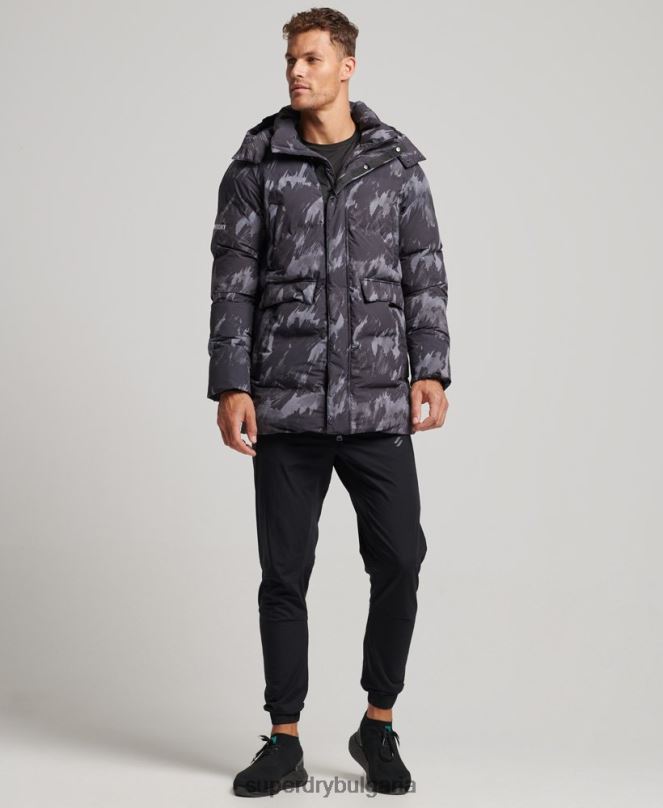 Superdry облекло N00H5365 тъмно сив мъже пухено палто