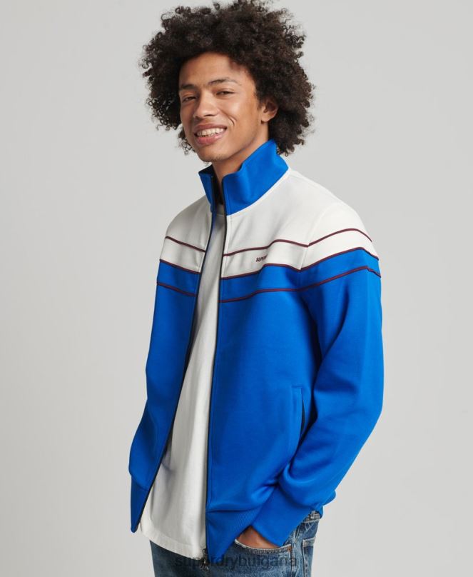 Superdry облекло N00H822 син мъже ретро горна част с цип