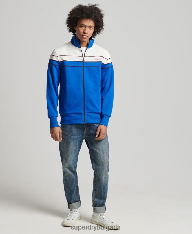 Superdry облекло N00H822 син мъже ретро горна част с цип
