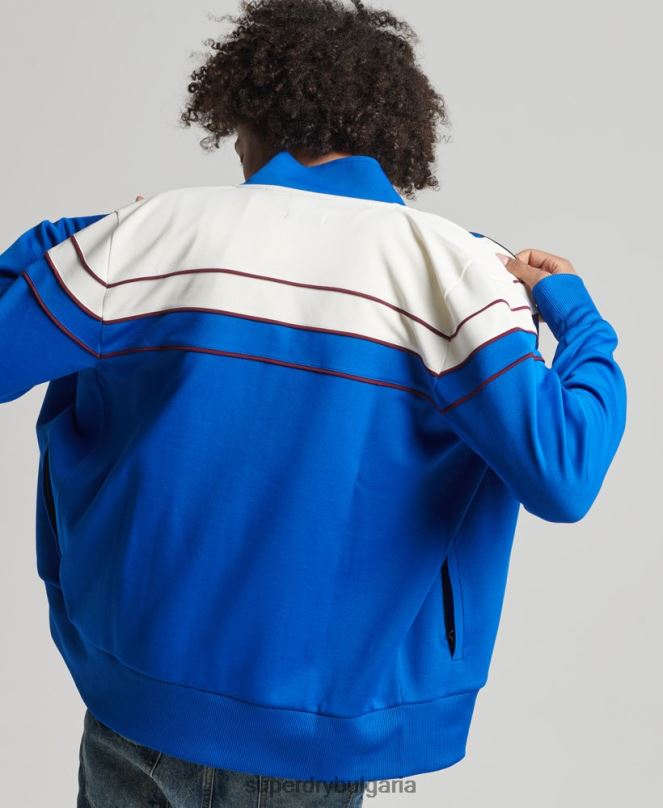 Superdry облекло N00H822 син мъже ретро горна част с цип