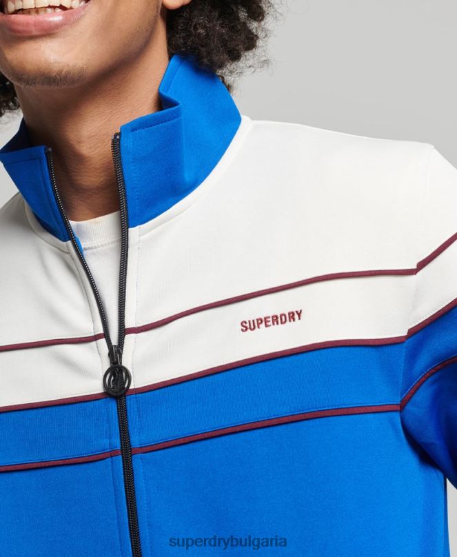 Superdry облекло N00H822 син мъже ретро горна част с цип