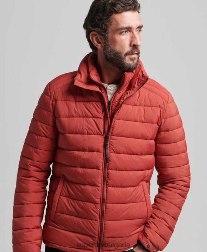 Superdry облекло N00H959 кафяво мъже късо леко пухено палто