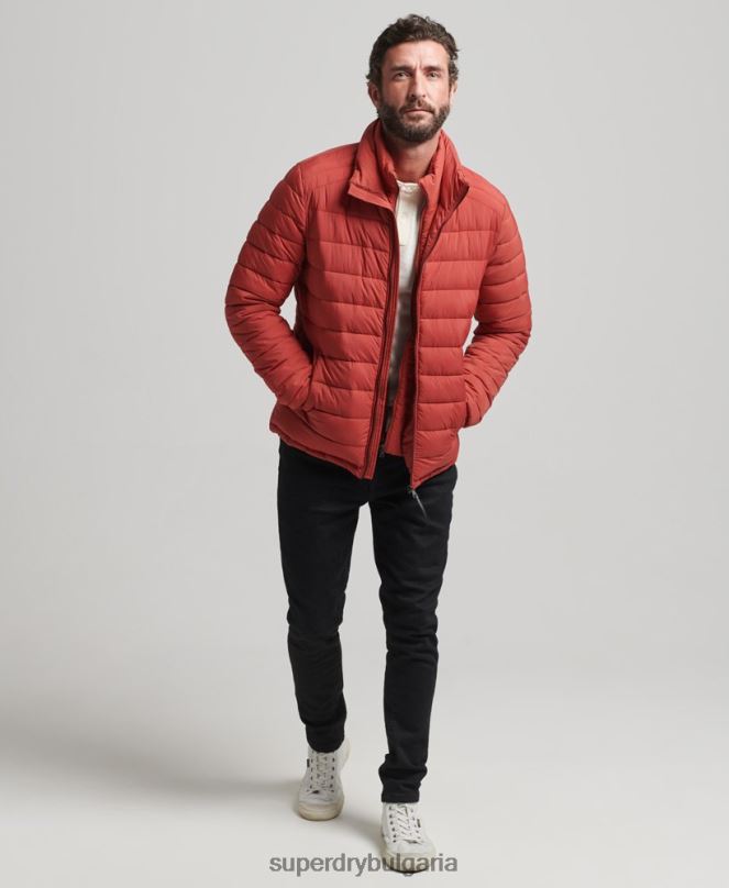 Superdry облекло N00H959 кафяво мъже късо леко пухено палто