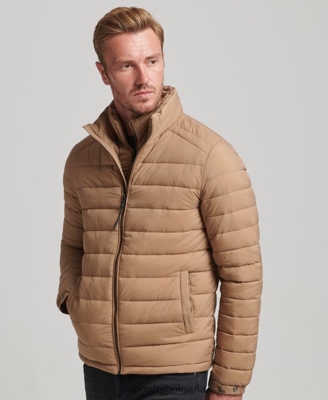 Superdry облекло N00H975 кафяво мъже късо леко пухено палто
