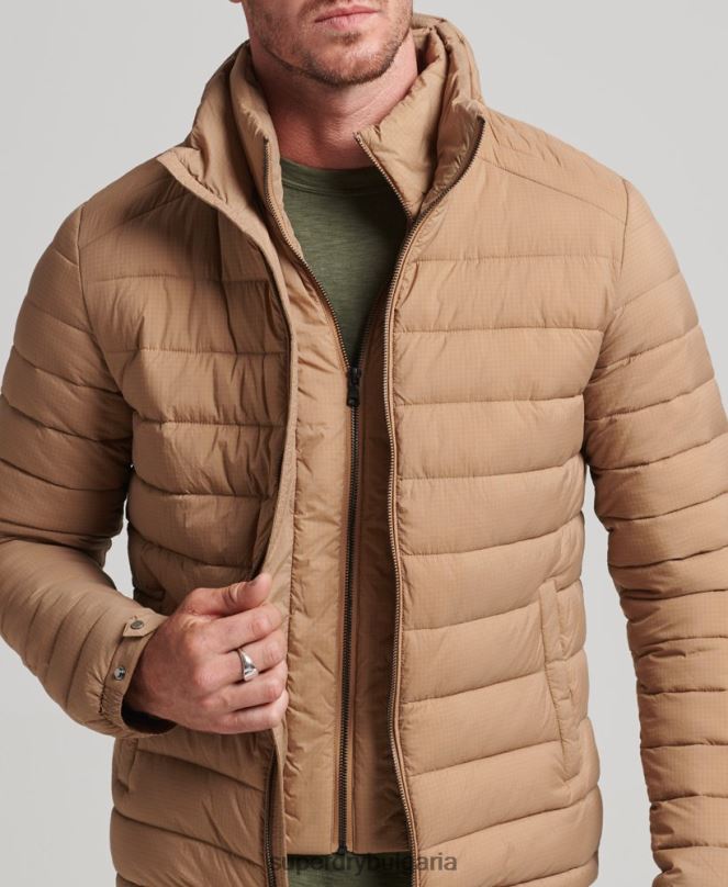 Superdry облекло N00H975 кафяво мъже късо леко пухено палто