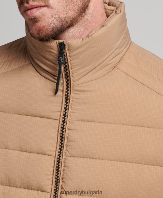 Superdry облекло N00H975 кафяво мъже късо леко пухено палто