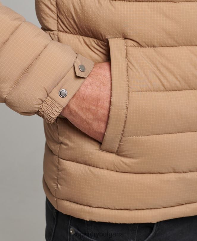 Superdry облекло N00H975 кафяво мъже късо леко пухено палто