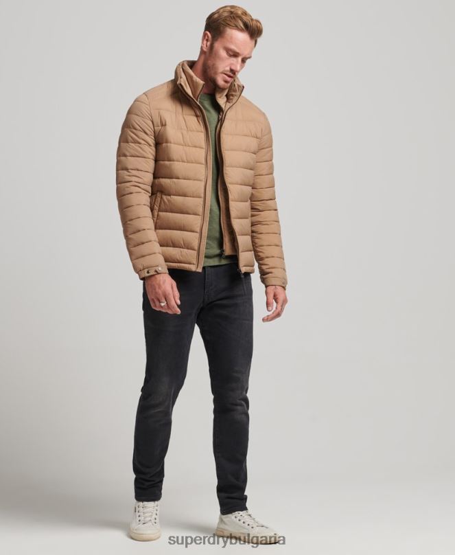Superdry облекло N00H975 кафяво мъже късо леко пухено палто