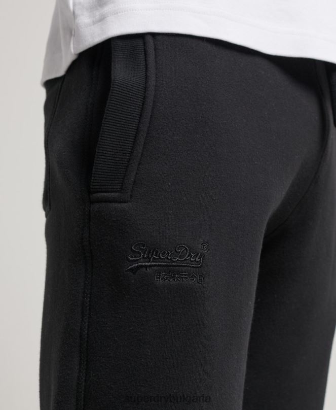 Superdry облекло N00H105 черен мъже ретро джогинг с маншети с бродирано лого