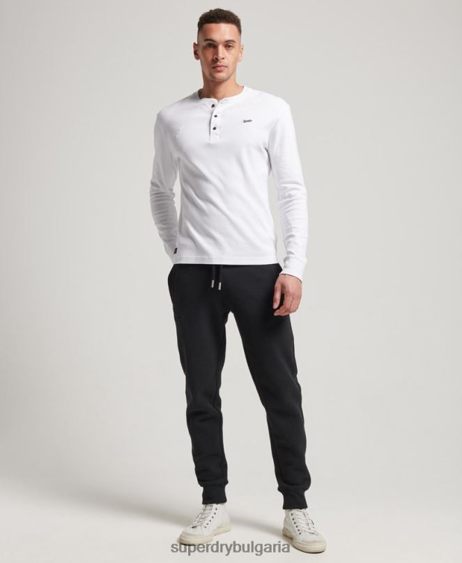 Superdry облекло N00H105 черен мъже ретро джогинг с маншети с бродирано лого