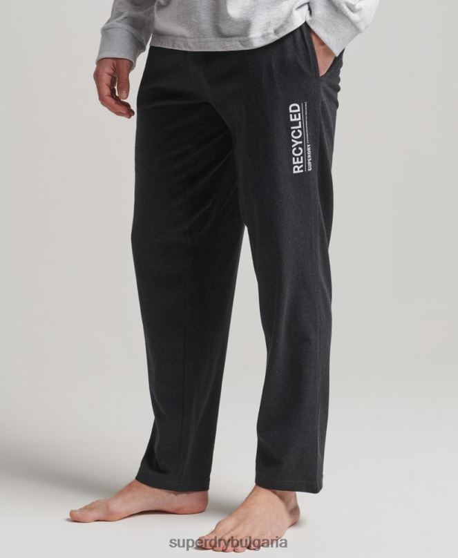 Superdry облекло N00H1607 черен мъже рециклирани спални панталони
