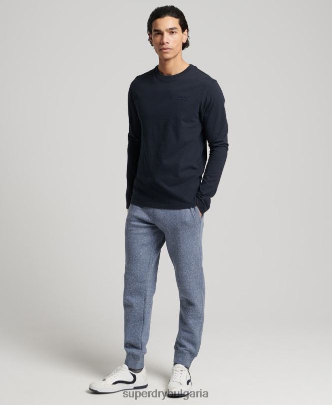 Superdry облекло N00H6380 син мъже джогинг ретро бродирани лого от органичен памук