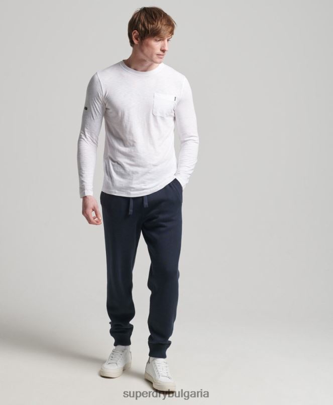 Superdry облекло N00H6395 военноморски флот мъже органични памучни студия основни джогинг
