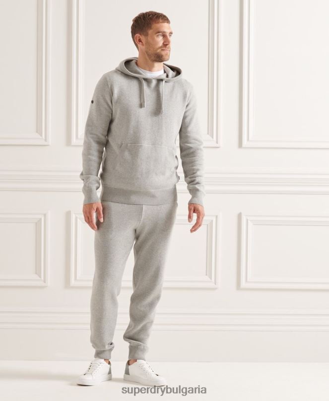 Superdry облекло N00H6452 светло сив мъже органични памучни студия основни джогинг