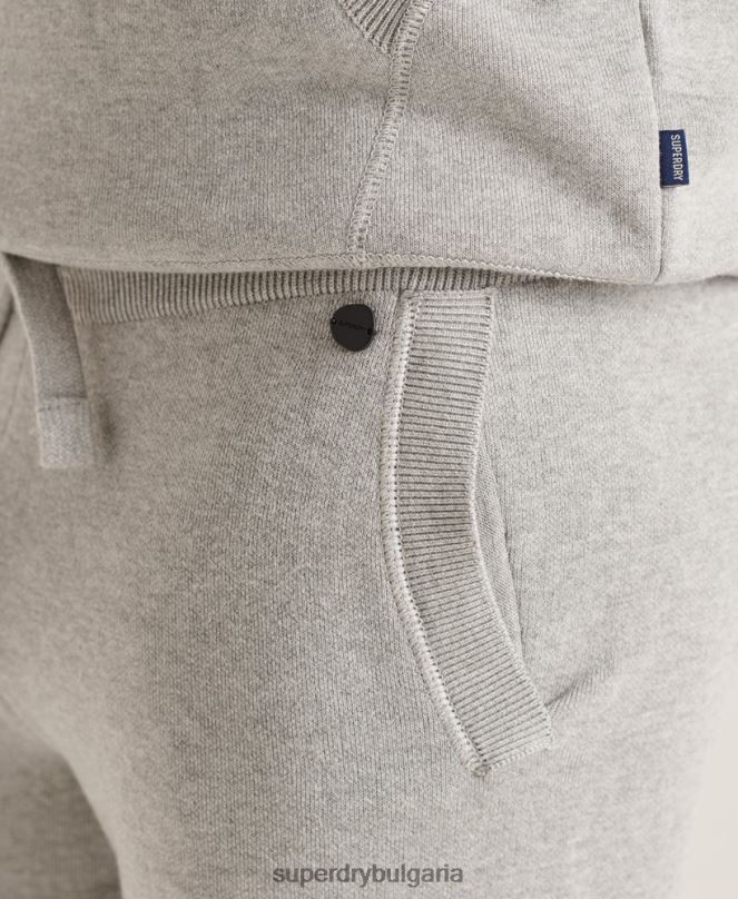 Superdry облекло N00H6452 светло сив мъже органични памучни студия основни джогинг