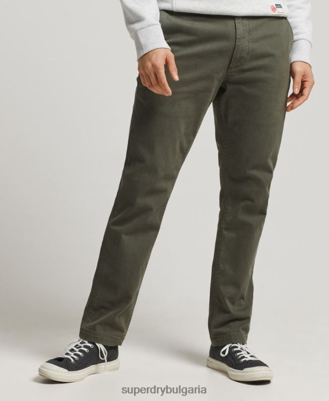 Superdry облекло N00H6464 зелено мъже офицерски тънки чино панталони