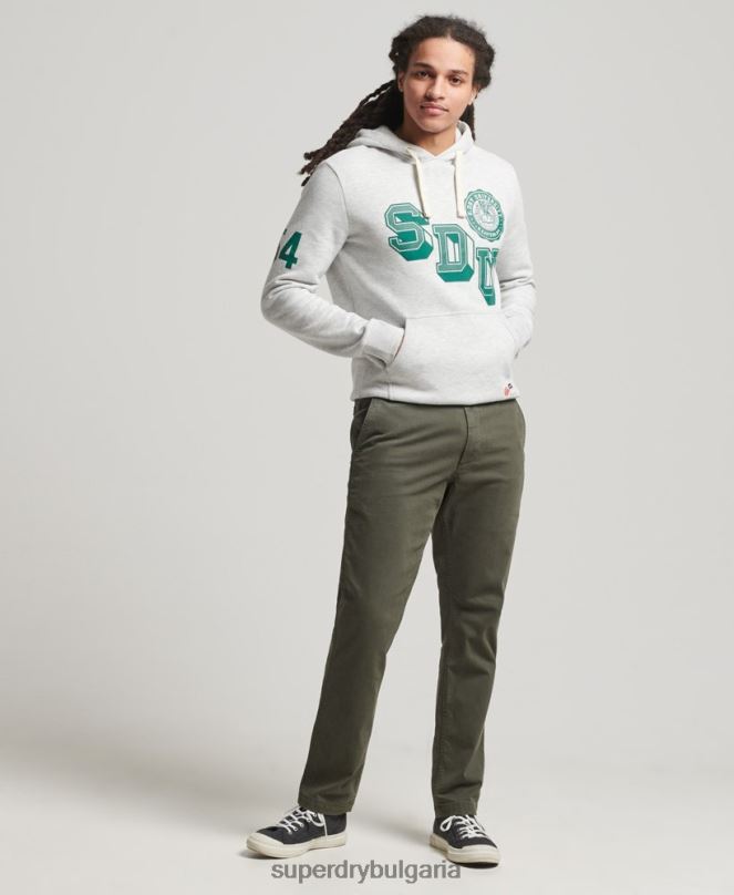 Superdry облекло N00H6464 зелено мъже офицерски тънки чино панталони