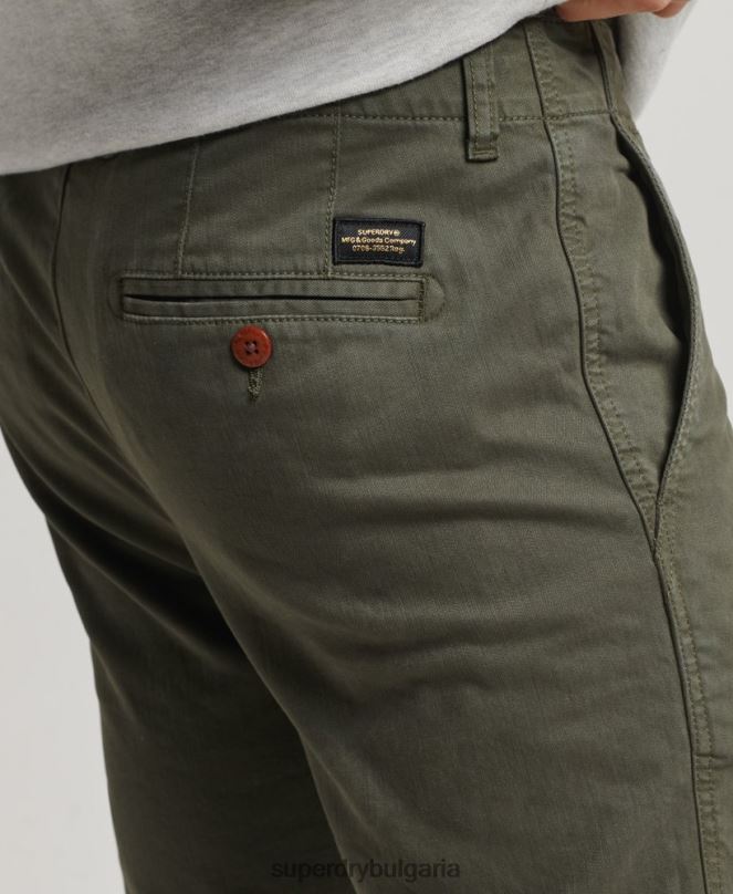 Superdry облекло N00H6464 зелено мъже офицерски тънки чино панталони