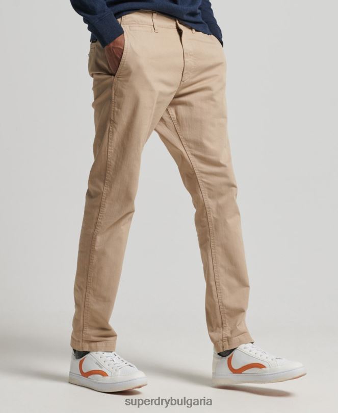 Superdry облекло N00H6474 бежово мъже офицерски тънки чино панталони