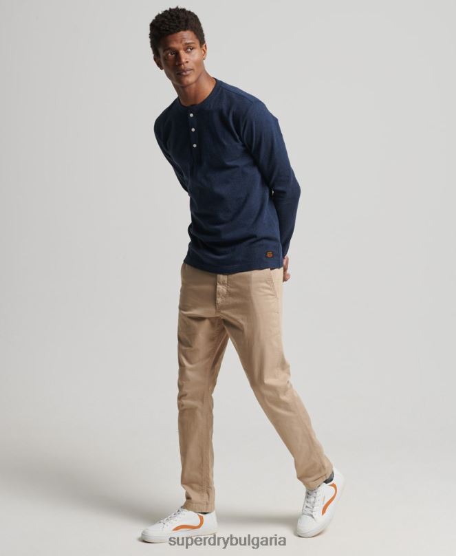 Superdry облекло N00H6474 бежово мъже офицерски тънки чино панталони