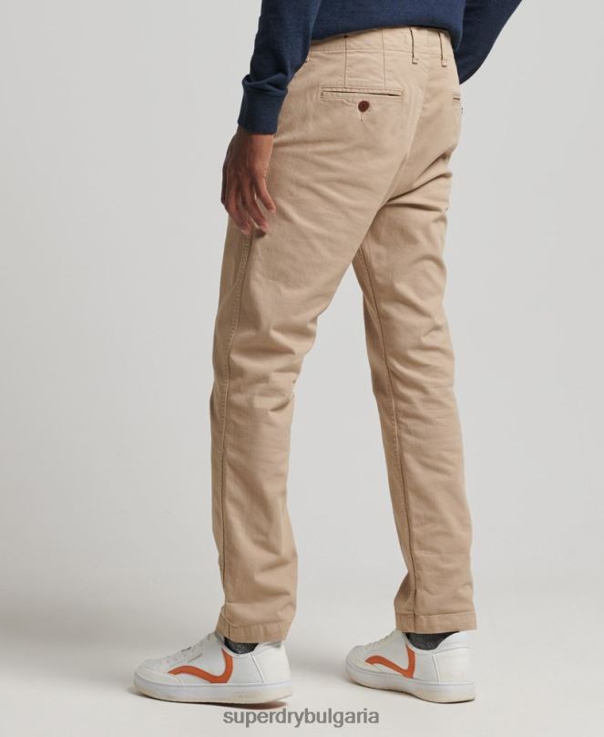 Superdry облекло N00H6474 бежово мъже офицерски тънки чино панталони
