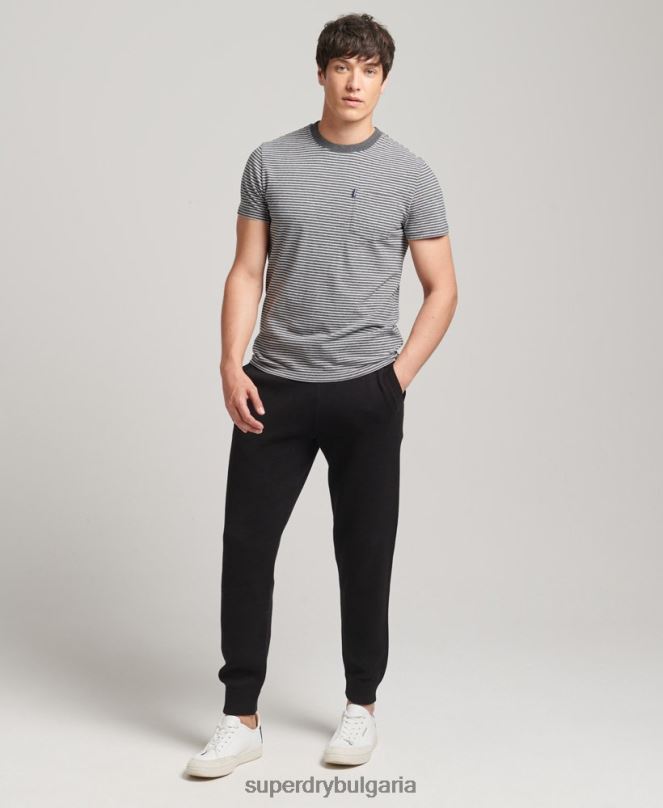 Superdry облекло N00H6480 черен мъже органични памучни студия основни джогинг