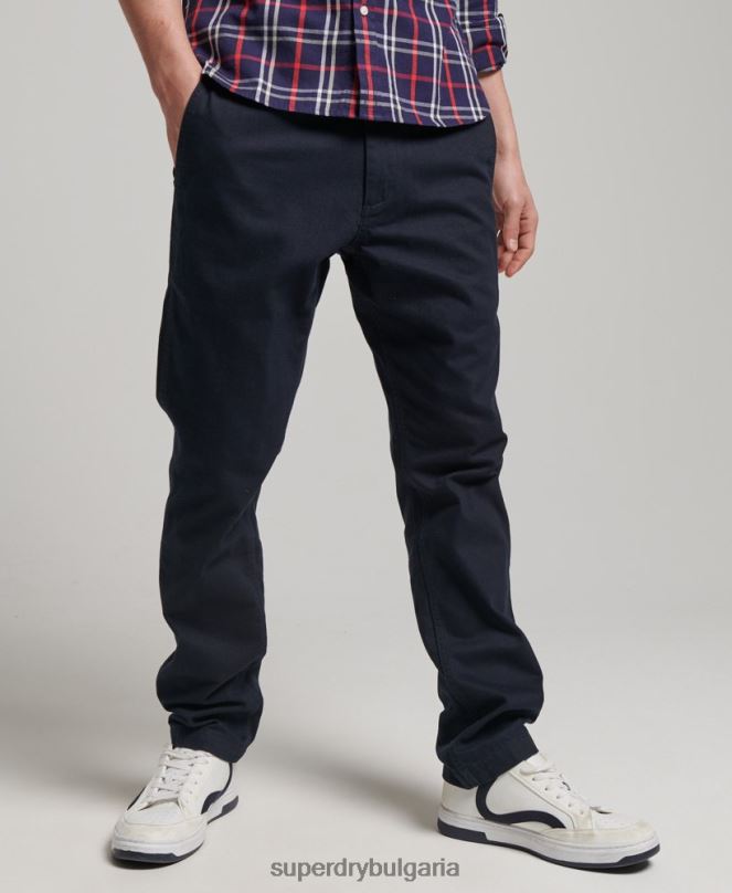 Superdry облекло N00H6487 военноморски флот мъже офицерски тънки чино панталони