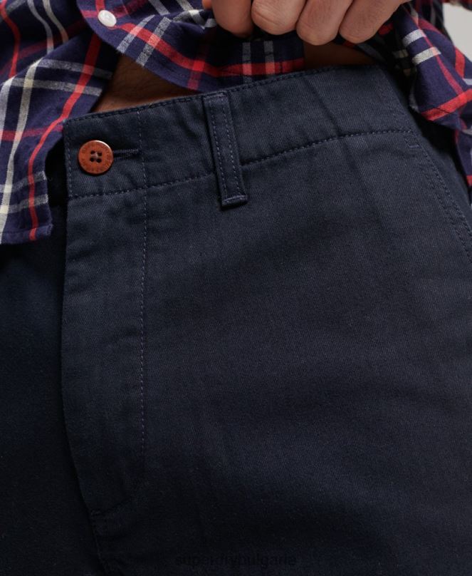 Superdry облекло N00H6487 военноморски флот мъже офицерски тънки чино панталони