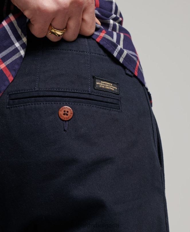 Superdry облекло N00H6487 военноморски флот мъже офицерски тънки чино панталони