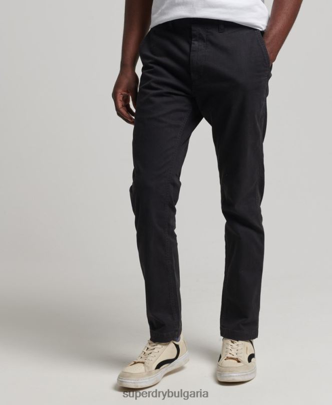 Superdry облекло N00H6488 тъмно сив мъже офицерски тънки чино панталони