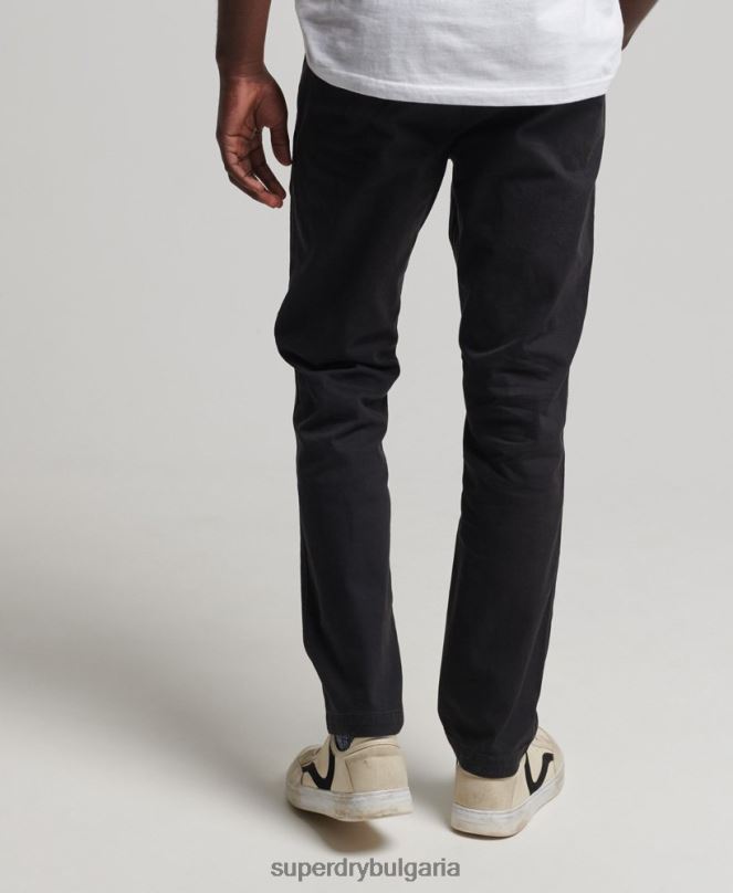Superdry облекло N00H6488 тъмно сив мъже офицерски тънки чино панталони