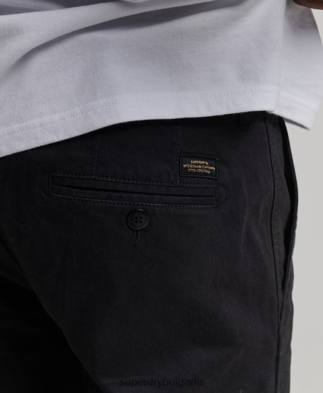Superdry облекло N00H6488 тъмно сив мъже офицерски тънки чино панталони