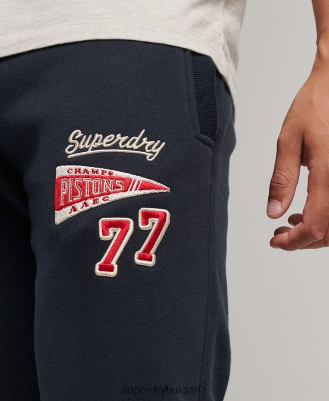 Superdry облекло N00H6496 военноморски флот мъже тънки джогинг с маншети с лого на колежа