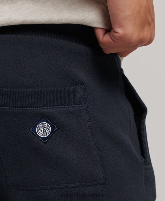 Superdry облекло N00H6496 военноморски флот мъже тънки джогинг с маншети с лого на колежа