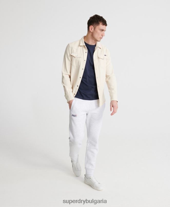 Superdry облекло N00H6503 светло сив мъже джогинг с оранжев етикет