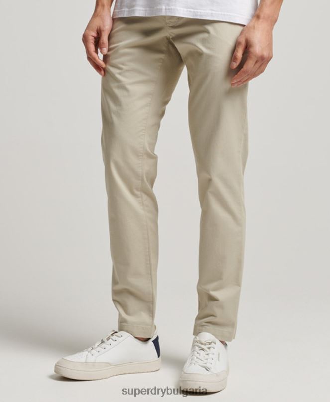Superdry облекло N00H69 бежово мъже тънки стеснени еластични чинос панталони