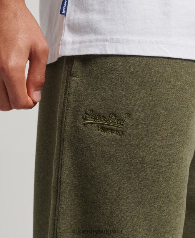 Superdry облекло N00H80 зелено мъже прав джогинг с ретро лого от органичен памук